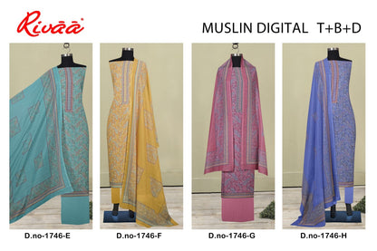 Muslin Digital Rivaa Salwar Suits Wholesale Price