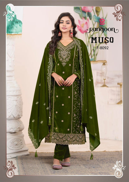 Musq Rangoon Premium Viscose Readymade Velvet Suits Supplier India