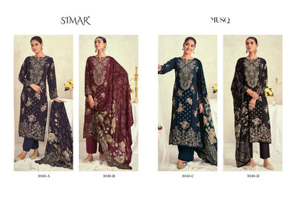 Musq Simar Natural Crape Pant Style Suits Manufacturer India
