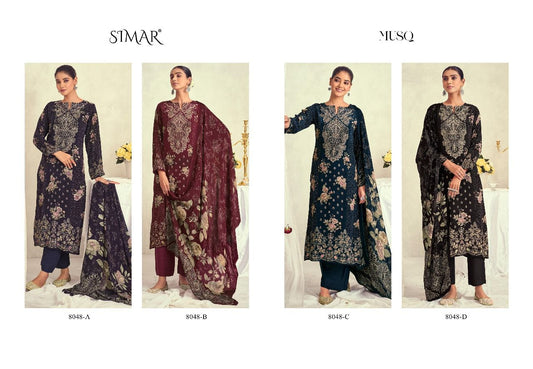 Musq Simar Natural Crape Pant Style Suits Manufacturer India