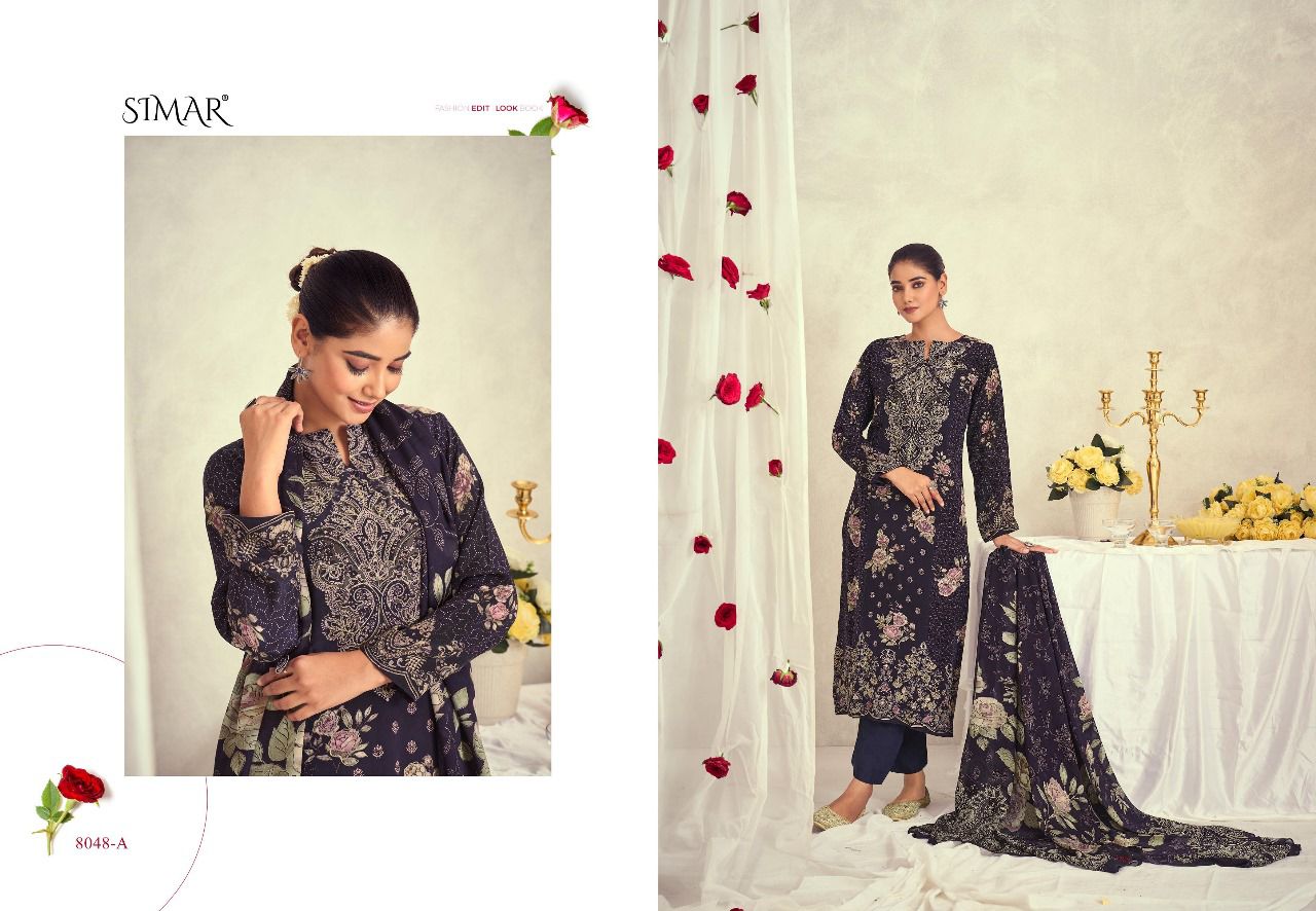 Musq Simar Natural Crape Pant Style Suits Manufacturer India