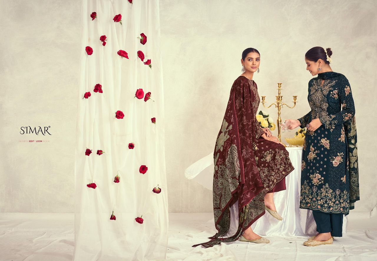 Musq Simar Natural Crape Pant Style Suits Manufacturer India