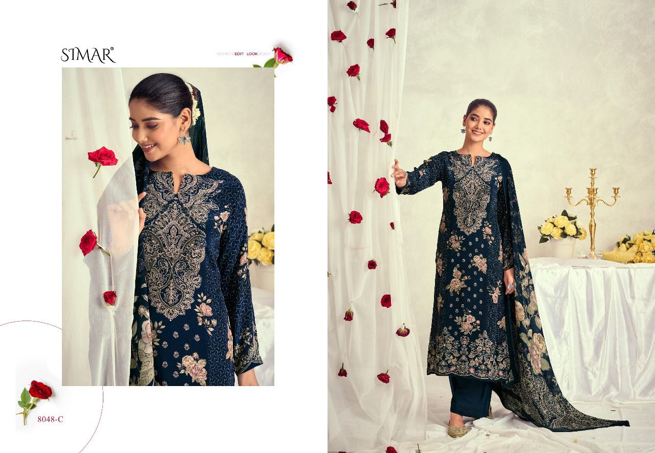 Musq Simar Natural Crape Pant Style Suits Manufacturer India