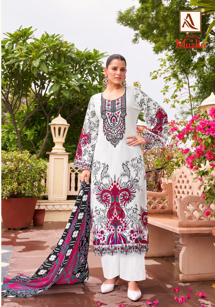 Muzlin Alok Cambric Cotton Karachi Salwar Suits Exporter India