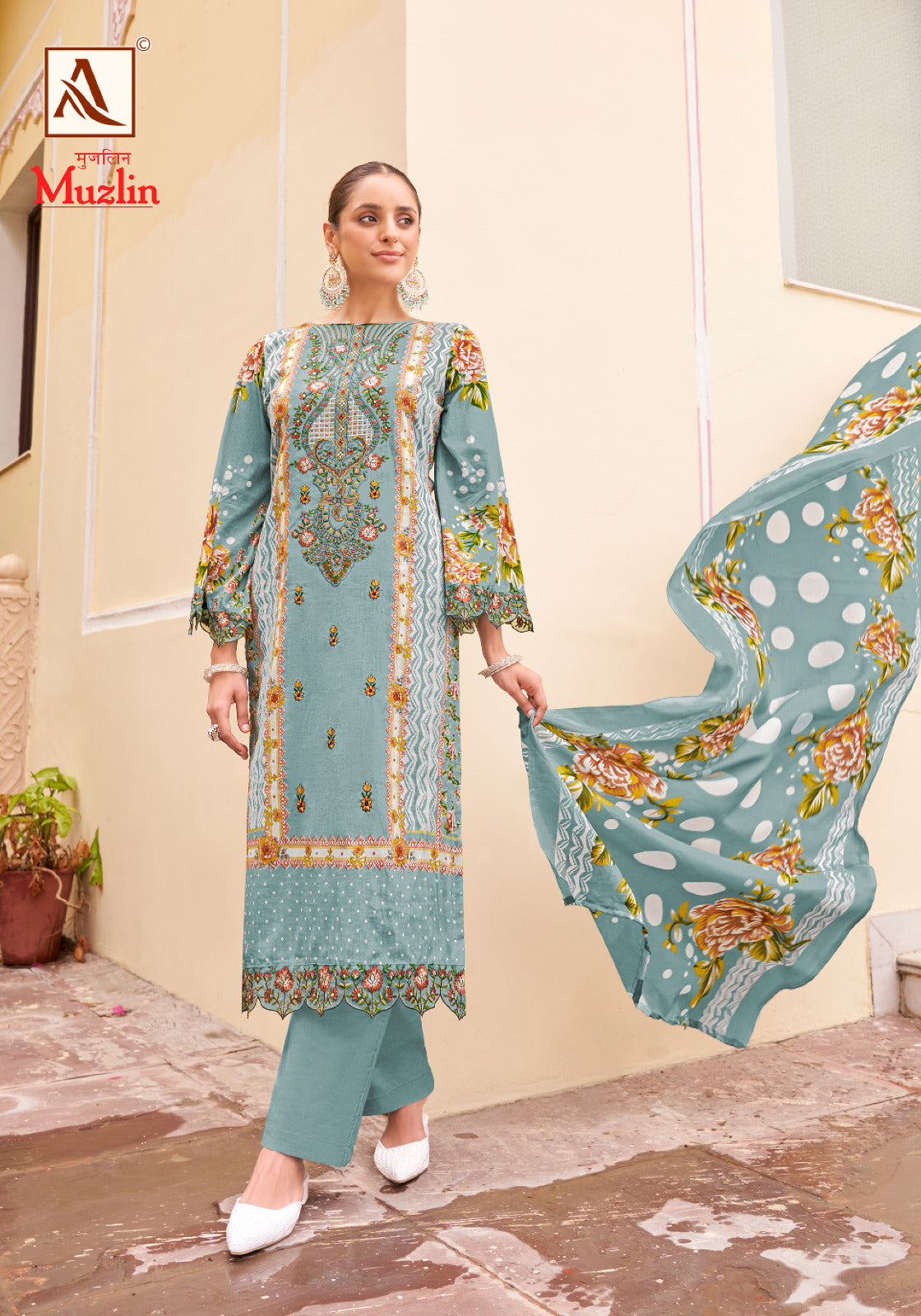 Muzlin Alok Cambric Cotton Karachi Salwar Suits Exporter India