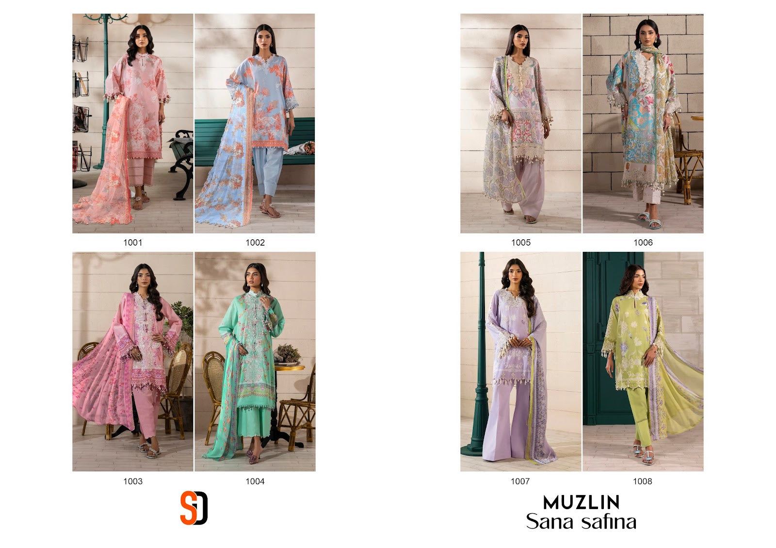 Muzlin Sana Safinaz Shraddha Designer Lawn Cotton Pakistani Patch Work Suits Supplier