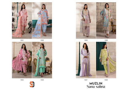 Muzlin Sana Safinaz Shraddha Designer Lawn Cotton Pakistani Patch Work Suits Supplier