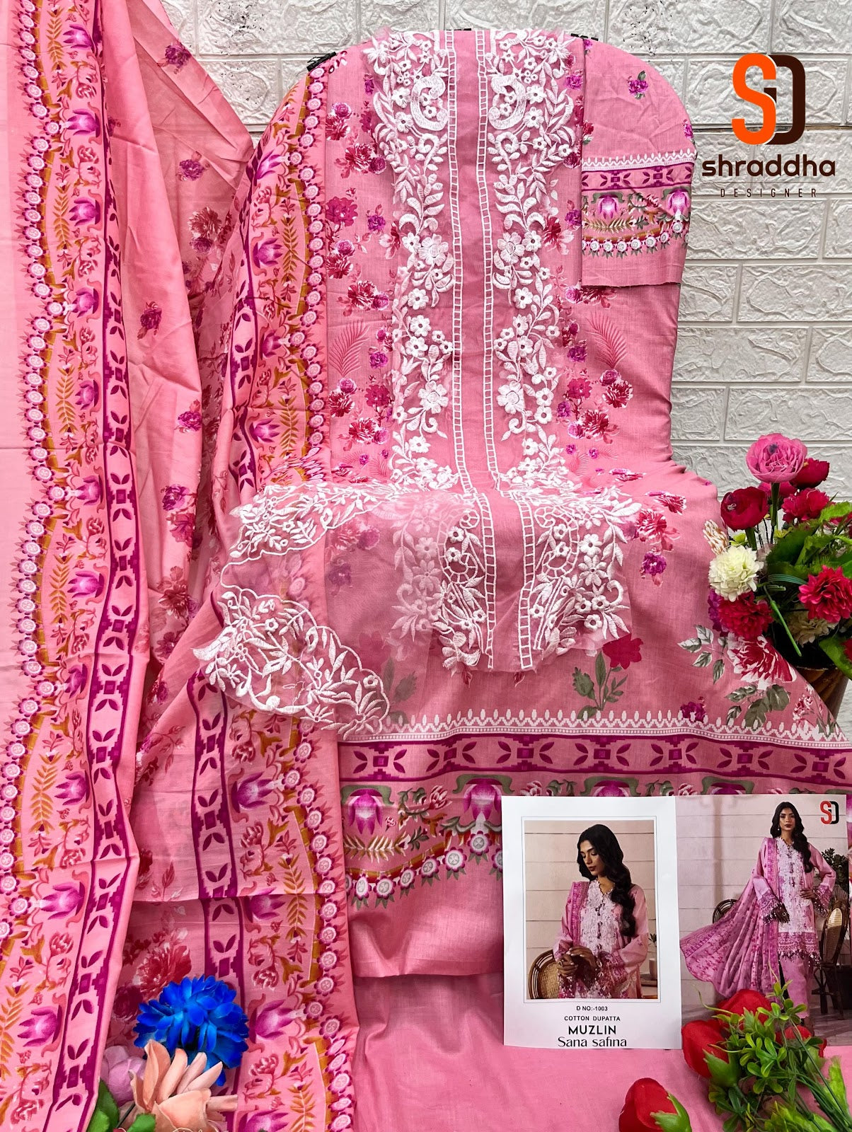 Muzlin Sana Safinaz Shraddha Designer Lawn Cotton Pakistani Patch Work Suits Supplier
