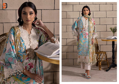 Muzlin Sana Safinaz Shraddha Designer Lawn Cotton Pakistani Patch Work Suits Supplier