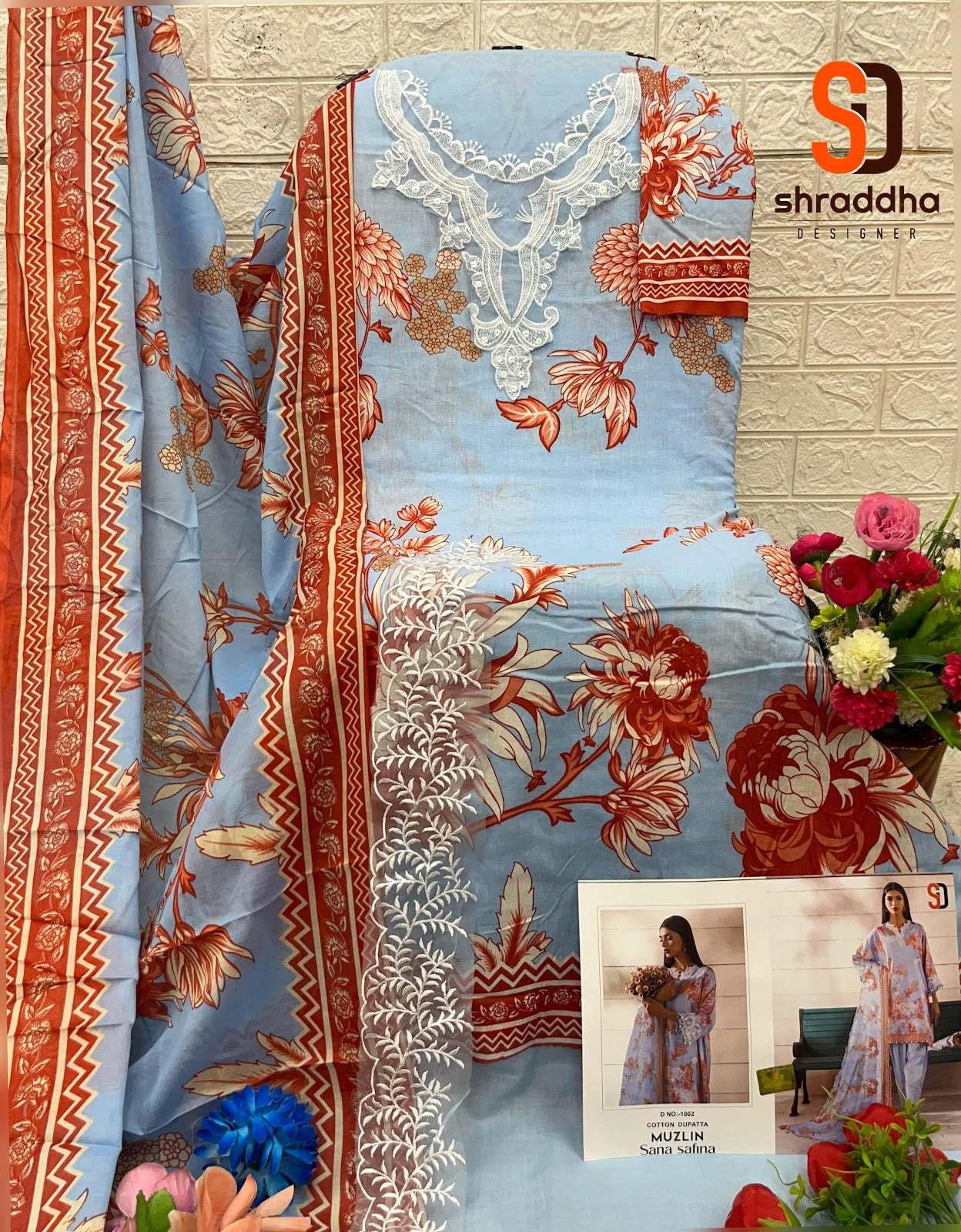 Muzlin Sana Safinaz Shraddha Designer Lawn Cotton Pakistani Patch Work Suits Supplier