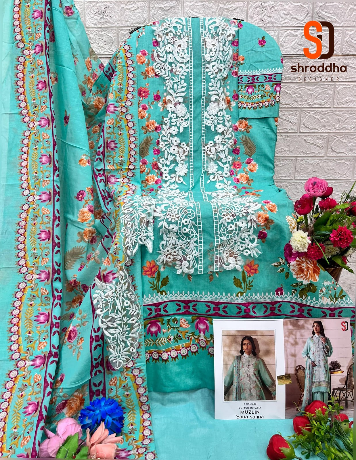 Muzlin Sana Safinaz Shraddha Designer Lawn Cotton Pakistani Patch Work Suits Supplier