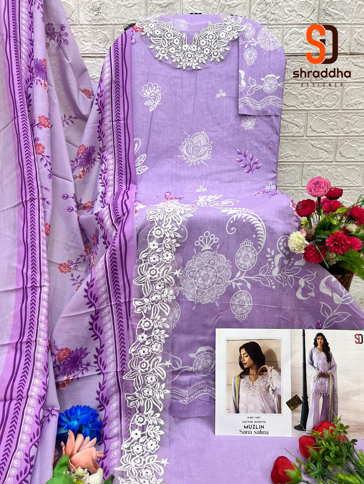 Muzlin Sana Safinaz Shraddha Designer Lawn Cotton Pakistani Patch Work Suits Supplier