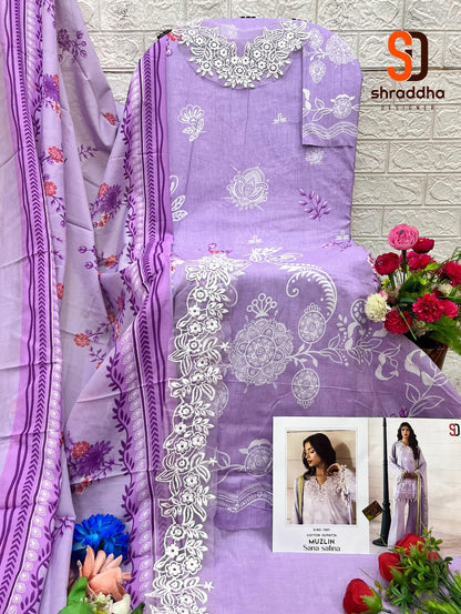 Muzlin Sana Safinaz Shraddha Designer Lawn Cotton Pakistani Patch Work Suits Supplier