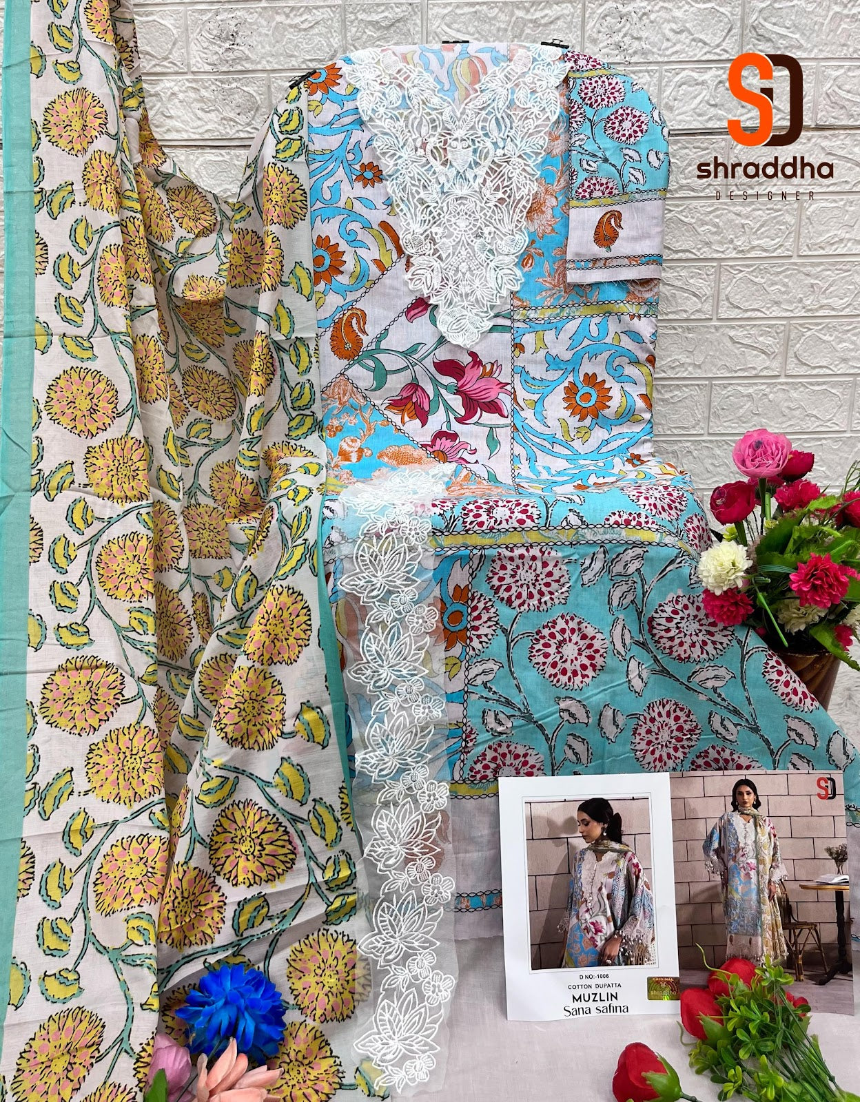 Muzlin Sana Safinaz Shraddha Designer Lawn Cotton Pakistani Patch Work Suits Supplier