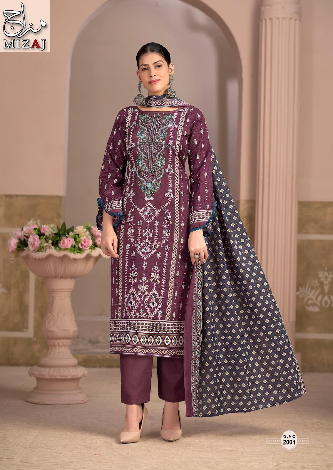 Muzlin Vol 2 Mizaj Mix Cotton Karachi Salwar Suits Exporter Gujarat