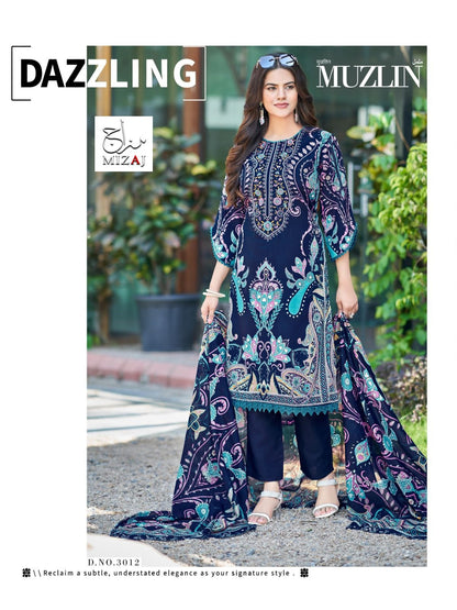Muzlin Vol 3 Mizaj Mix Cotton Karachi Salwar Suits Wholesaler Gujarat