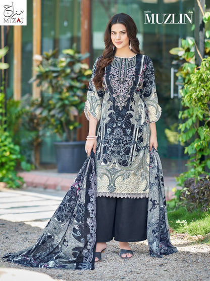 Muzlin Vol 3 Mizaj Mix Cotton Karachi Salwar Suits Wholesaler Gujarat