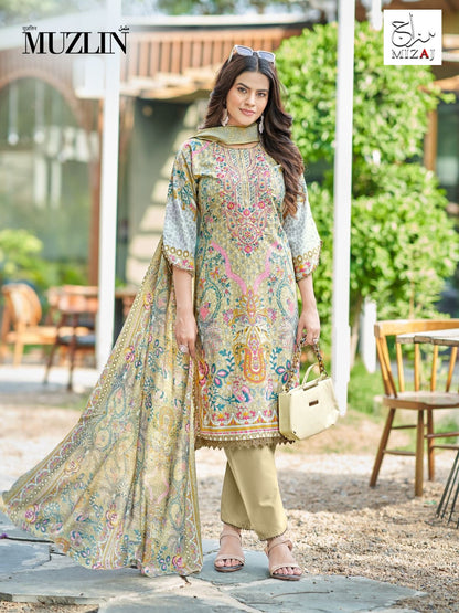 Muzlin Vol 3 Mizaj Mix Cotton Karachi Salwar Suits Wholesaler Gujarat