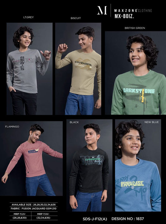 Mx-Boiz Sds J F 12 - A Maxzone Clothing Jacquard Boys Tshirt Supplier Gujarat