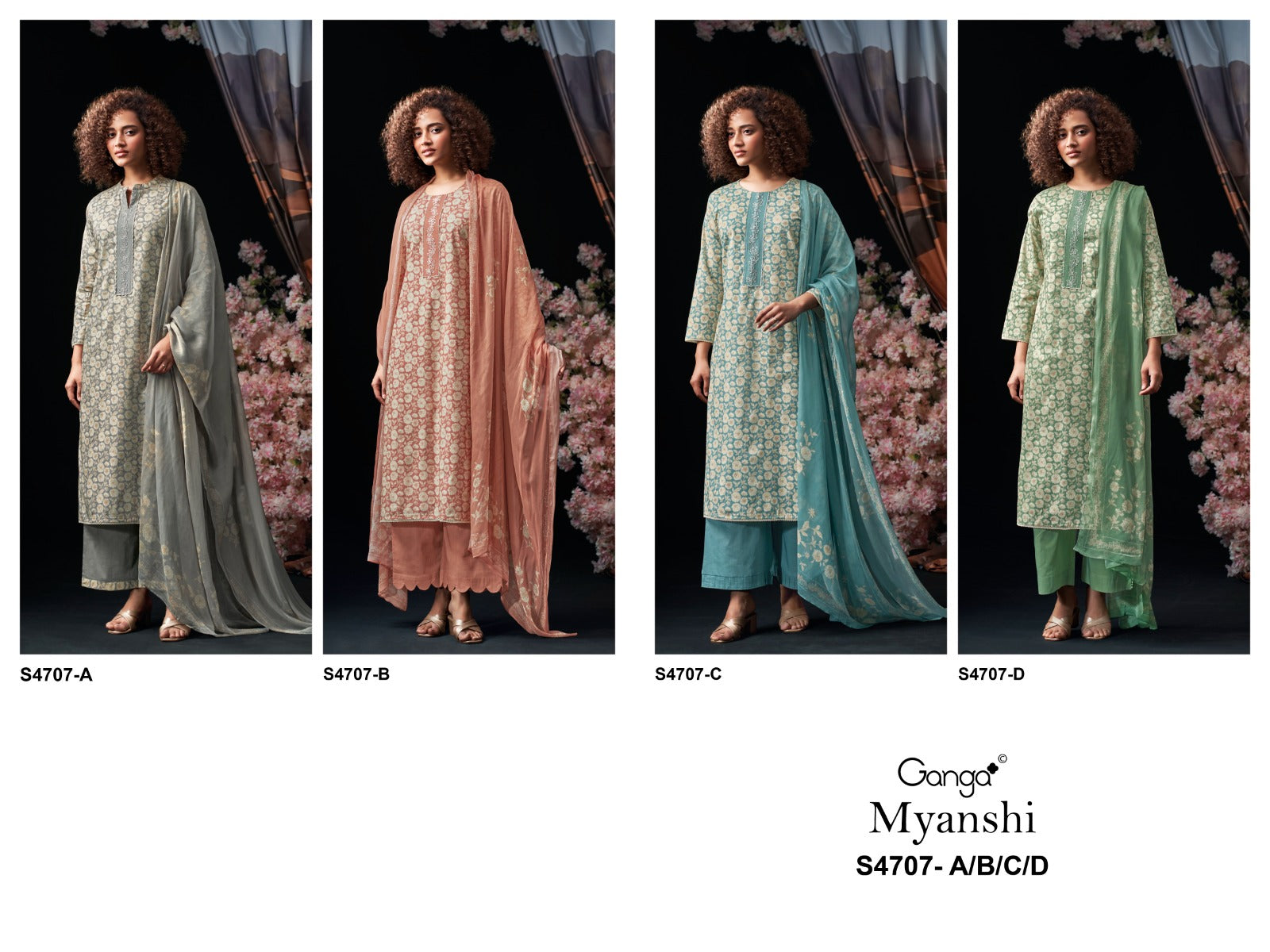 Myanshi 4707 Ganga Cotton Plazzo Style Suits Manufacturer India