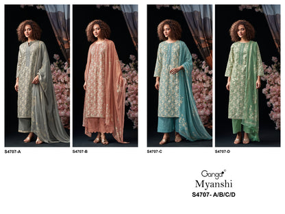 Myanshi 4707 Ganga Cotton Plazzo Style Suits Manufacturer India