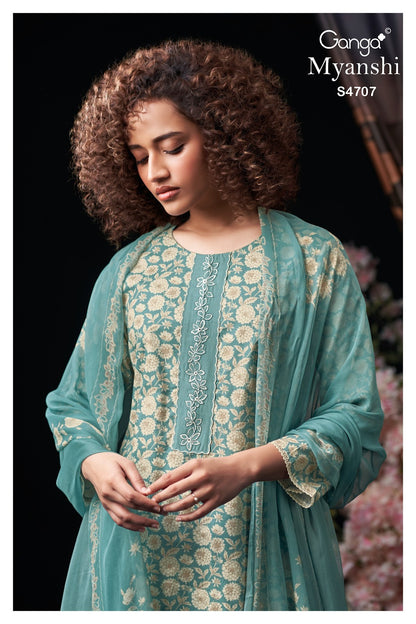 Myanshi 4707 Ganga Cotton Plazzo Style Suits Manufacturer India