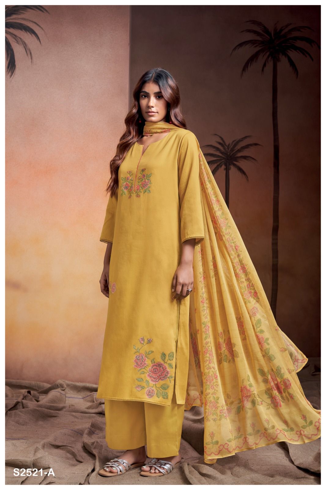 Mylah 2521 Ganga Cotton Satin Plazzo Style Suits Manufacturer India