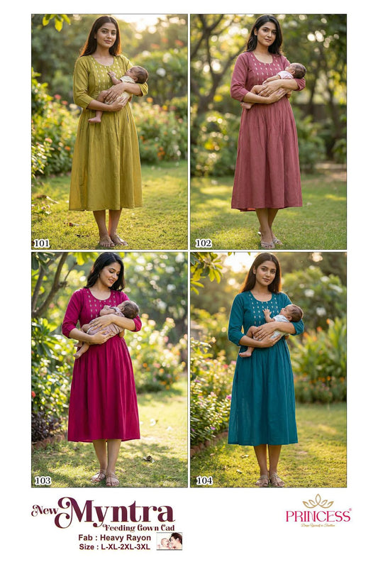 Myntra Princess Creation Heavy Rayon Feeding Kurtis Exporter Gujarat