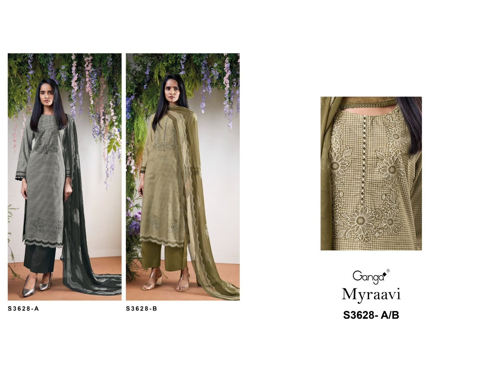Myraavi 3628 Ganga Cotton Plazzo Style Suits Exporter Ahmedabad
