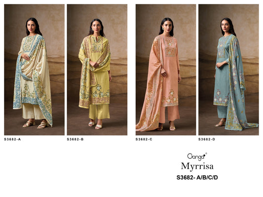 Myrissa 3682 Ganga Premium Cotton Plazzo Style Suits Wholesale Price