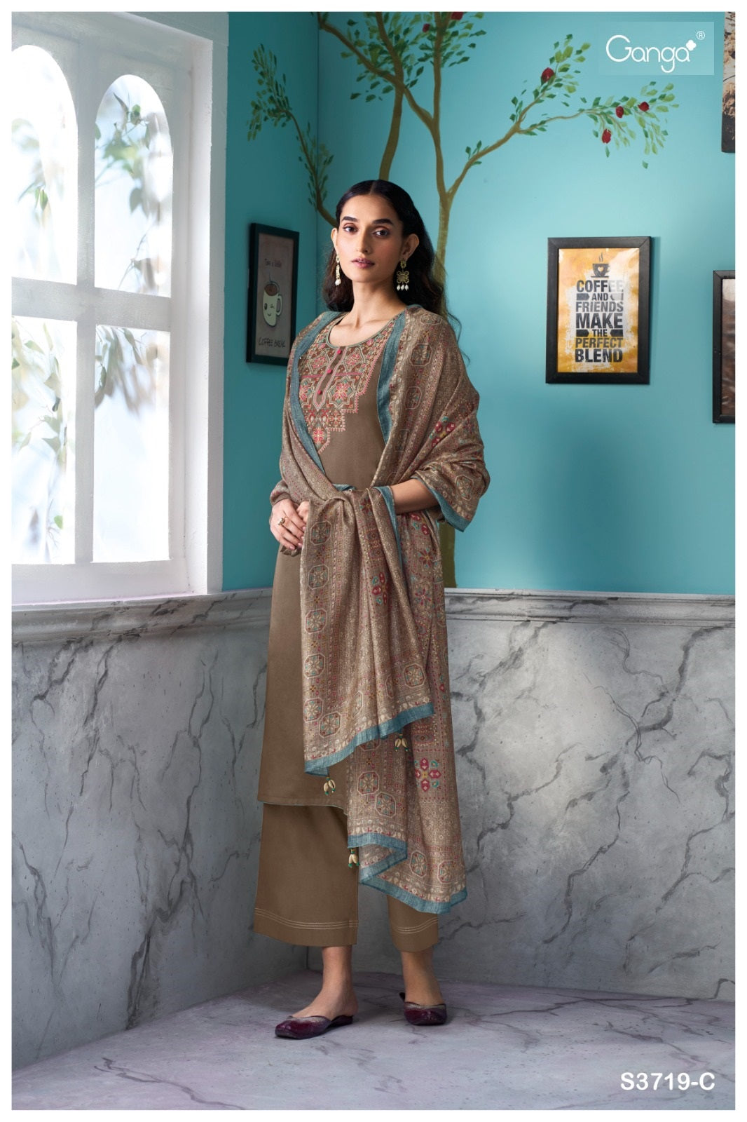 Myrixa 3719 Ganga Premium Cotton Plazzo Style Suits Wholesaler India