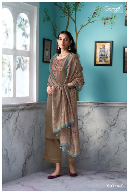 Myrixa 3719 Ganga Premium Cotton Plazzo Style Suits Wholesaler India