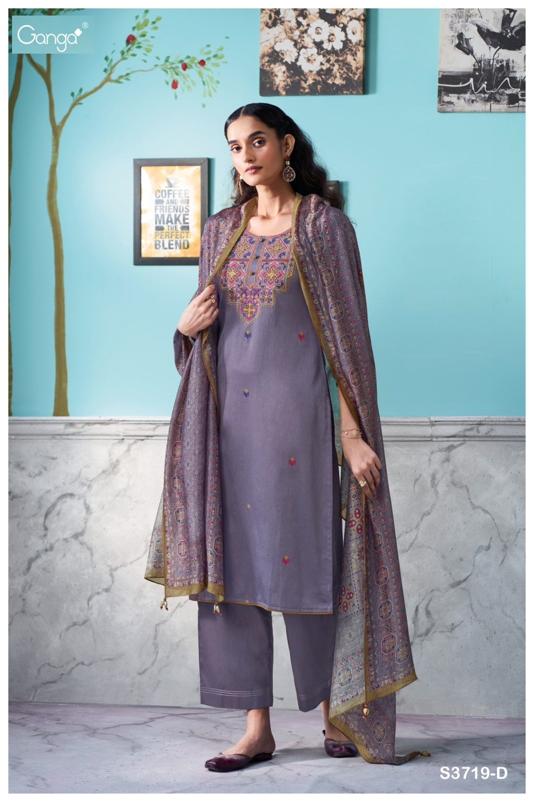 Myrixa 3719 Ganga Premium Cotton Plazzo Style Suits Wholesaler India