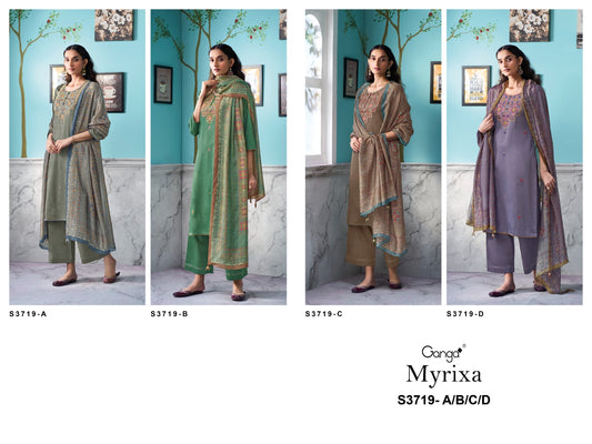 Myrixa 3719 Ganga Premium Cotton Plazzo Style Suits Wholesaler India