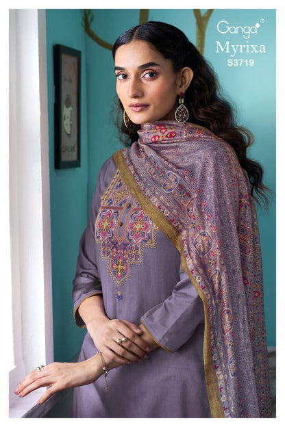 Myrixa 3719 Ganga Premium Cotton Plazzo Style Suits Wholesaler India