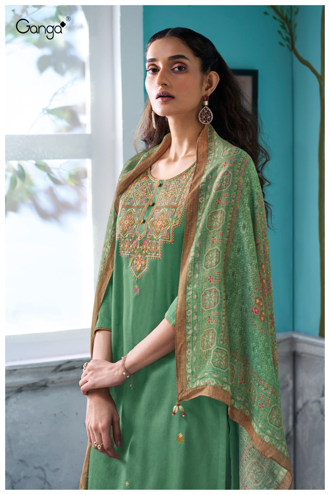 Myrixa 3719 Ganga Premium Cotton Plazzo Style Suits Wholesaler India
