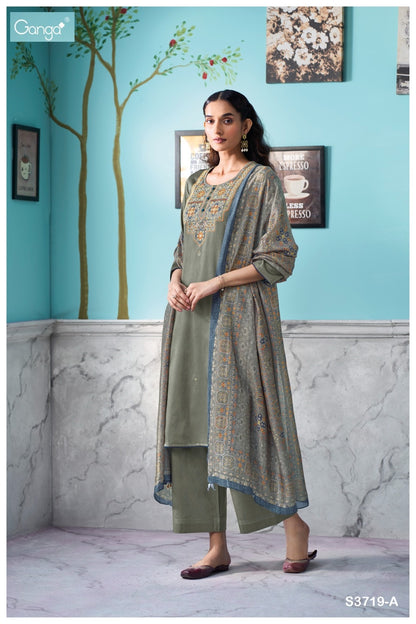 Myrixa 3719 Ganga Premium Cotton Plazzo Style Suits Wholesaler India