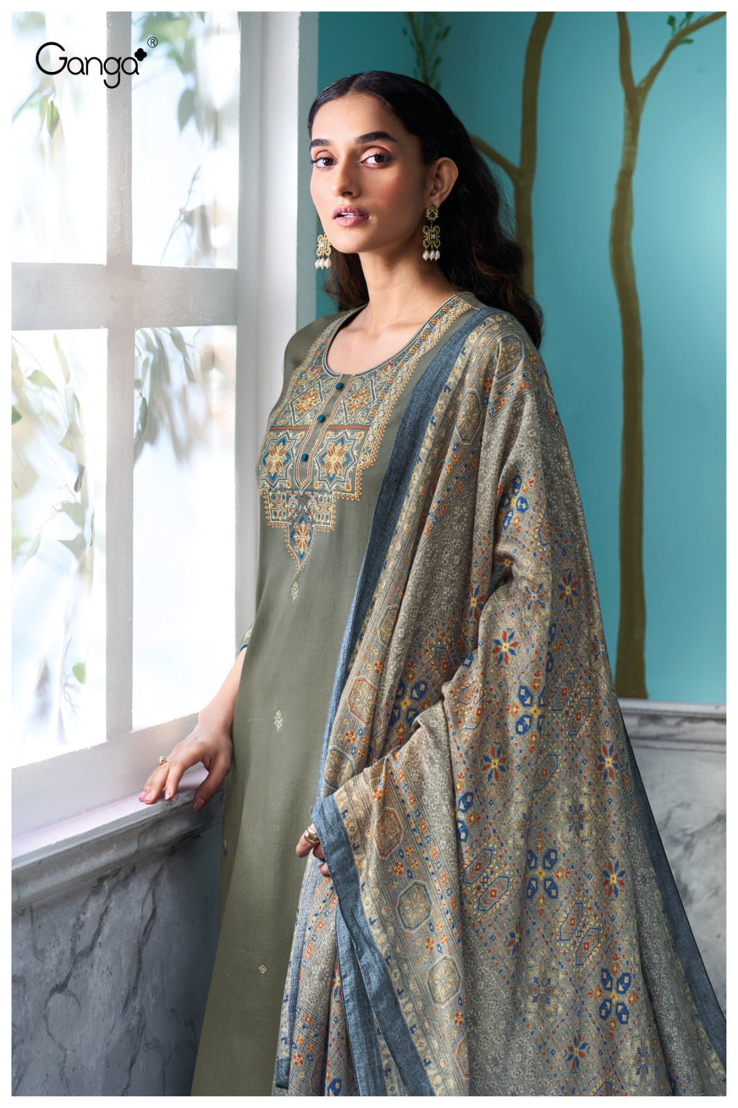 Myrixa 3719 Ganga Premium Cotton Plazzo Style Suits Wholesaler India
