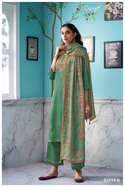 Myrixa 3719 Ganga Premium Cotton Plazzo Style Suits Wholesaler India