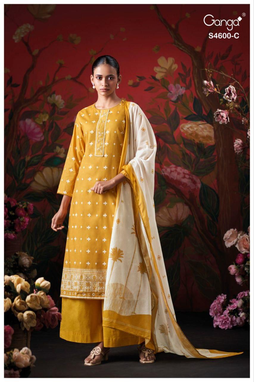 Mysael 4600 Ganga Cotton Plazzo Style Suits Supplier Ahmedabad