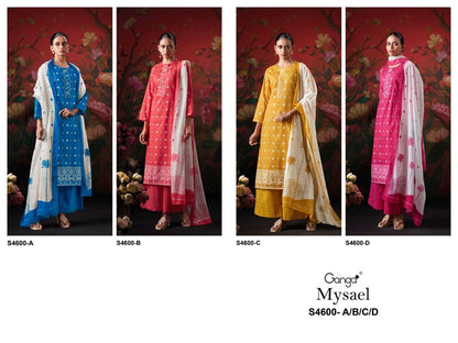 Mysael 4600 Ganga Cotton Plazzo Style Suits Supplier Ahmedabad
