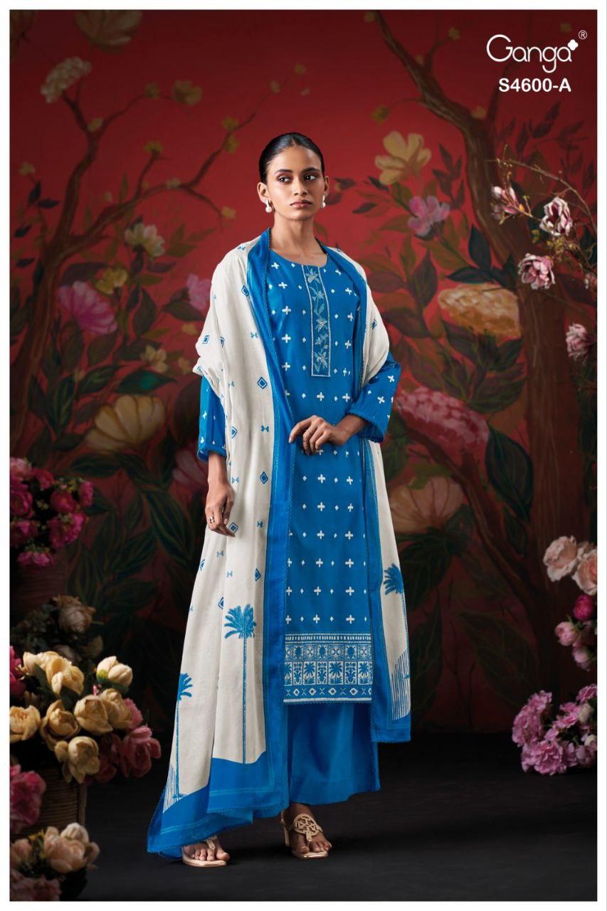 Mysael 4600 Ganga Cotton Plazzo Style Suits Supplier Ahmedabad