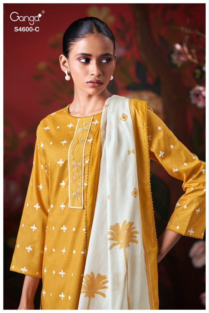 Mysael 4600 Ganga Cotton Plazzo Style Suits Supplier Ahmedabad