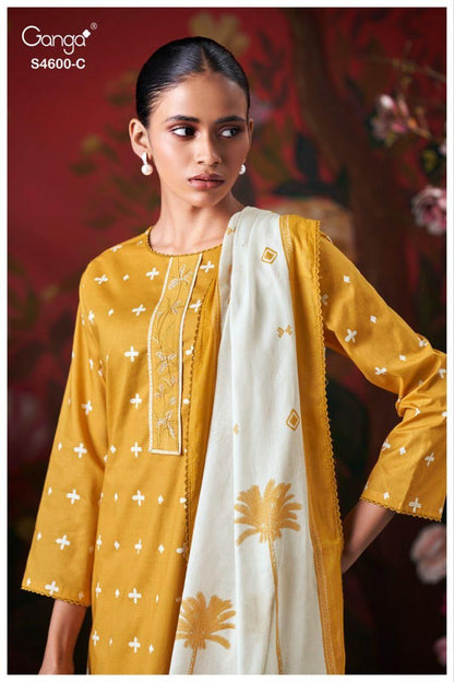 Mysael 4600 Ganga Cotton Plazzo Style Suits Supplier Ahmedabad