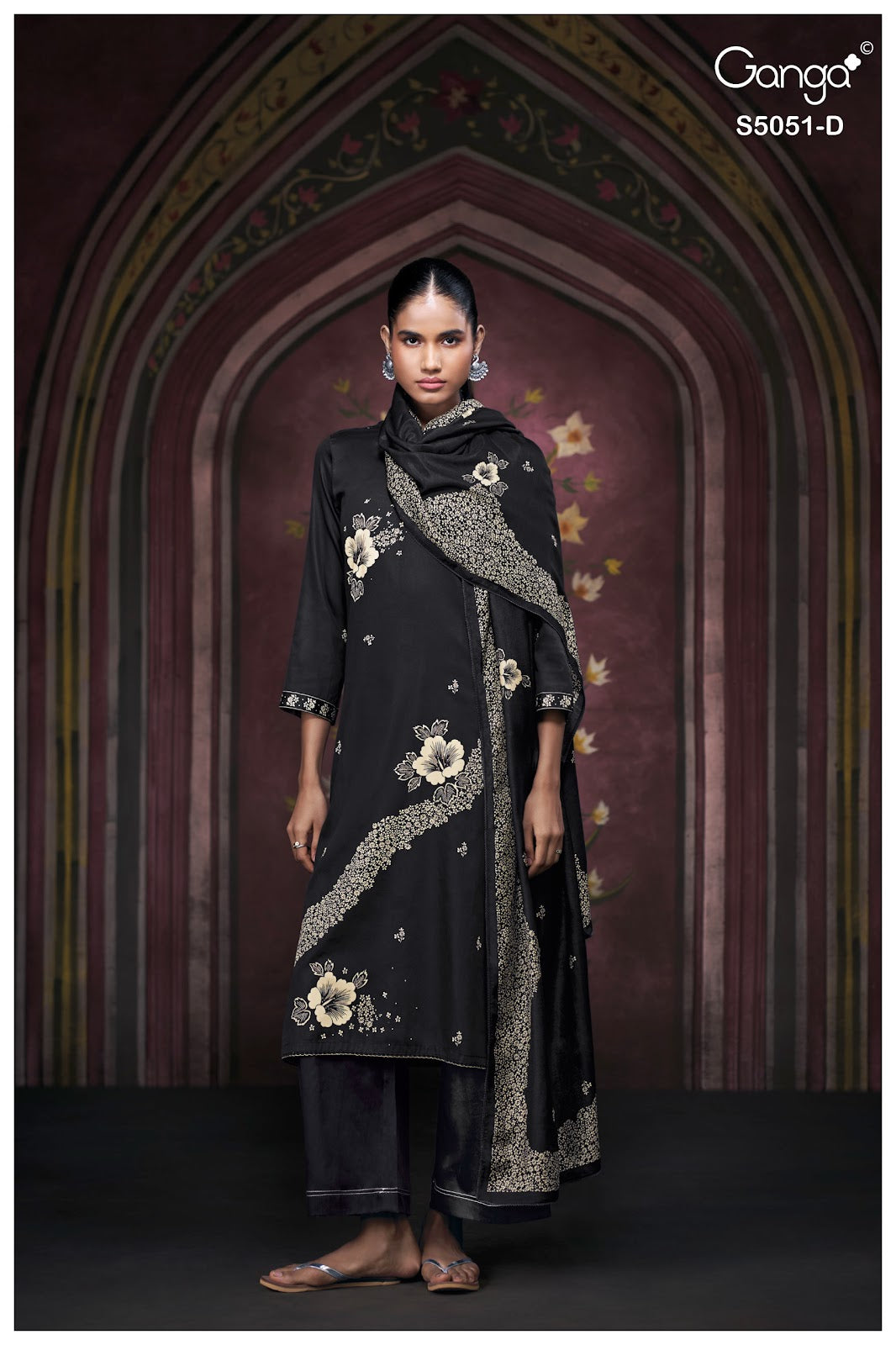 Mysha S5051 Ganga Cotton Satin Plazzo Style Suits Supplier Ahmedabad