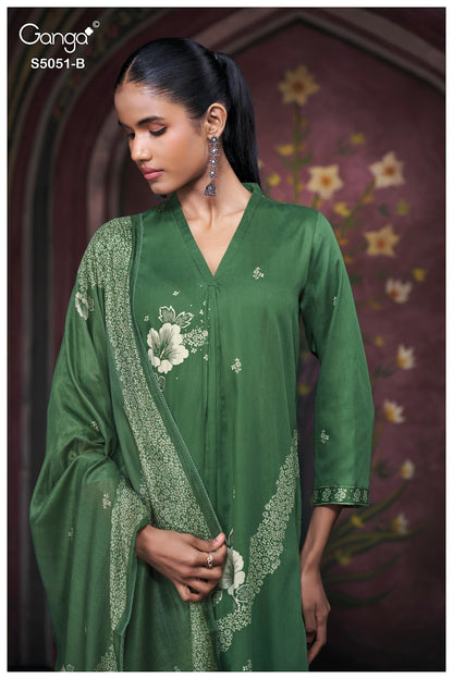 Mysha S5051 Ganga Cotton Satin Plazzo Style Suits Supplier Ahmedabad