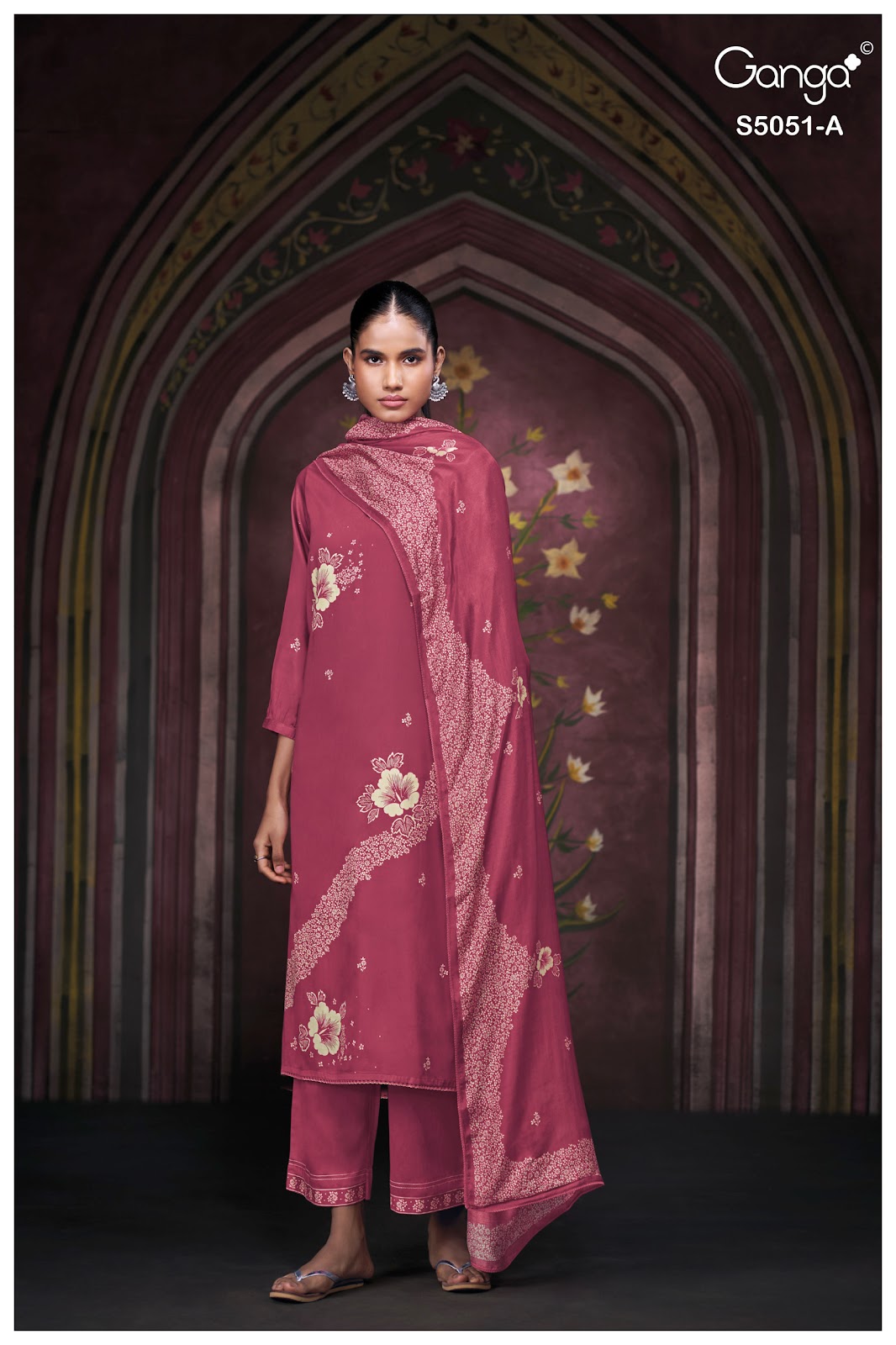 Mysha S5051 Ganga Cotton Satin Plazzo Style Suits Supplier Ahmedabad