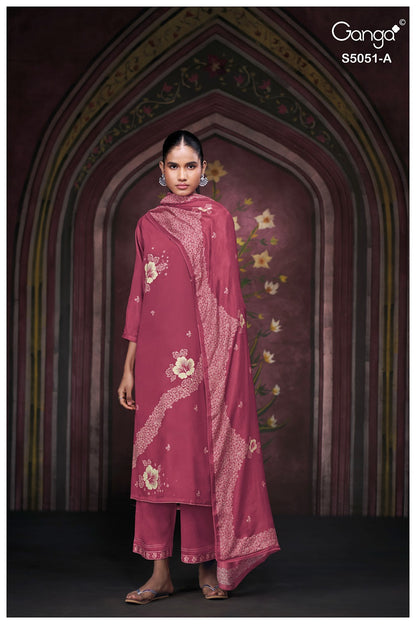Mysha S5051 Ganga Cotton Satin Plazzo Style Suits Supplier Ahmedabad