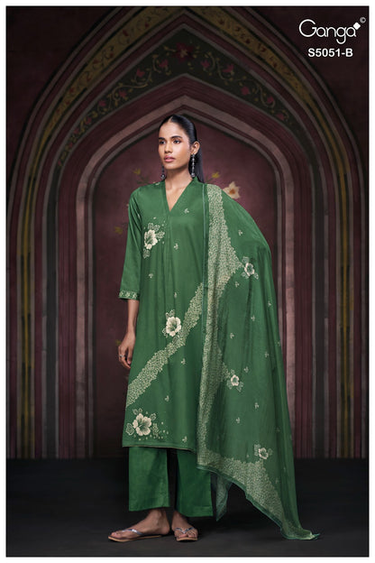 Mysha S5051 Ganga Cotton Satin Plazzo Style Suits Supplier Ahmedabad