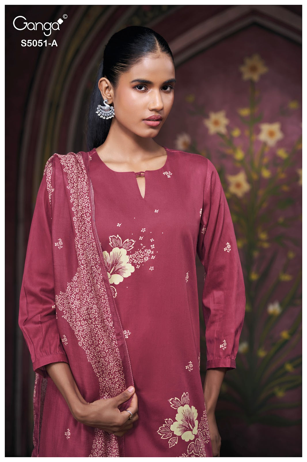 Mysha S5051 Ganga Cotton Satin Plazzo Style Suits Supplier Ahmedabad